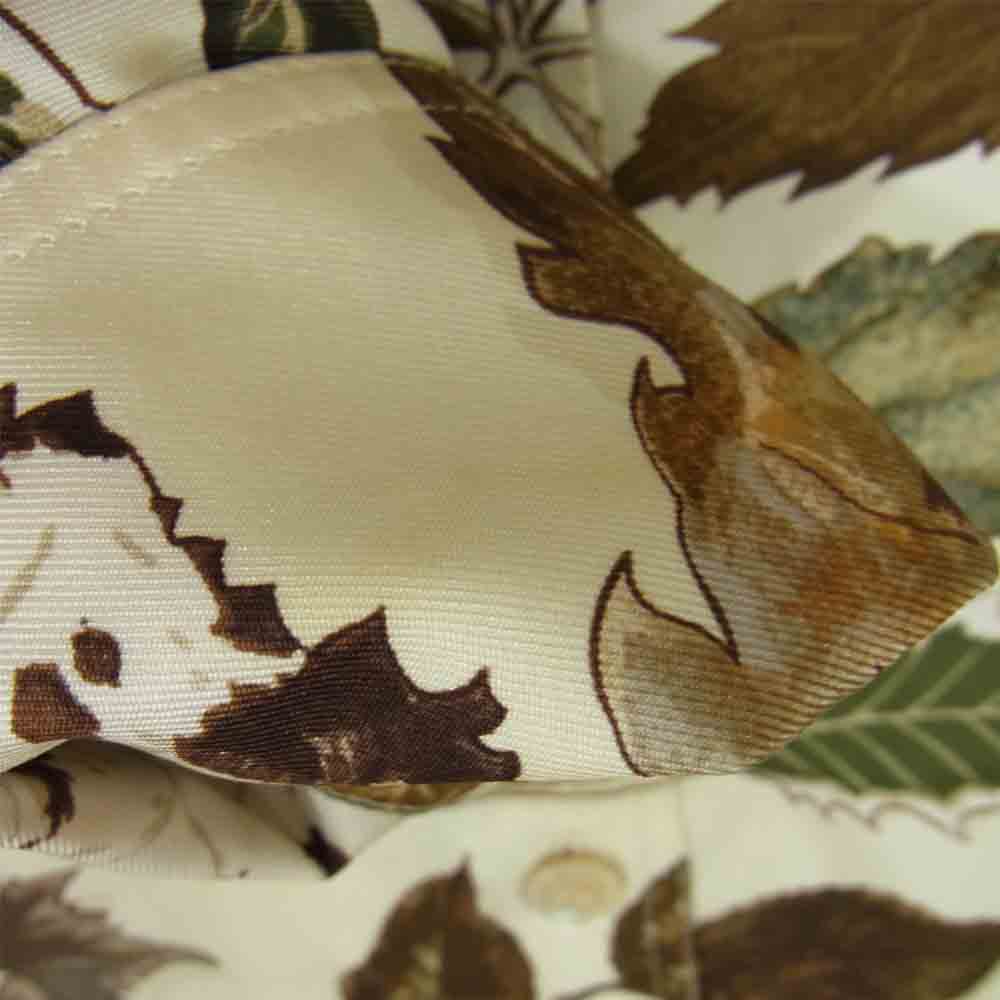 HERMES エルメス 仏製 マルジェラ期 シルク 100% 葉っぱ柄 長袖 シャツ ブラウン系 40【中古】