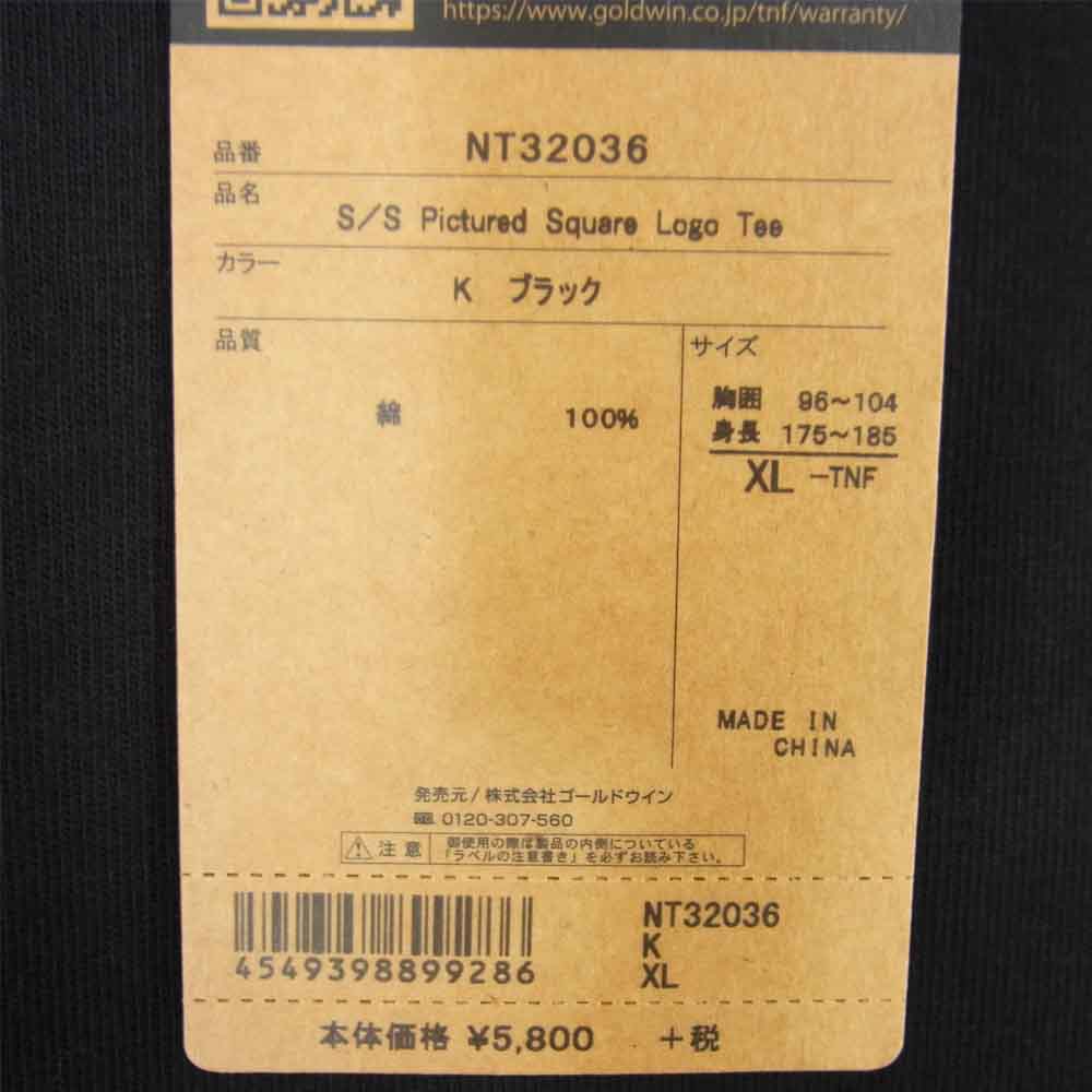 THE NORTH FACE ノースフェイス NT32036 S/S Pictured Square Logo Tee ショートスリーブ ピクチャード スクエア ロゴ Tシャツ ブラック系 XL【新古品】【未使用】【中古】