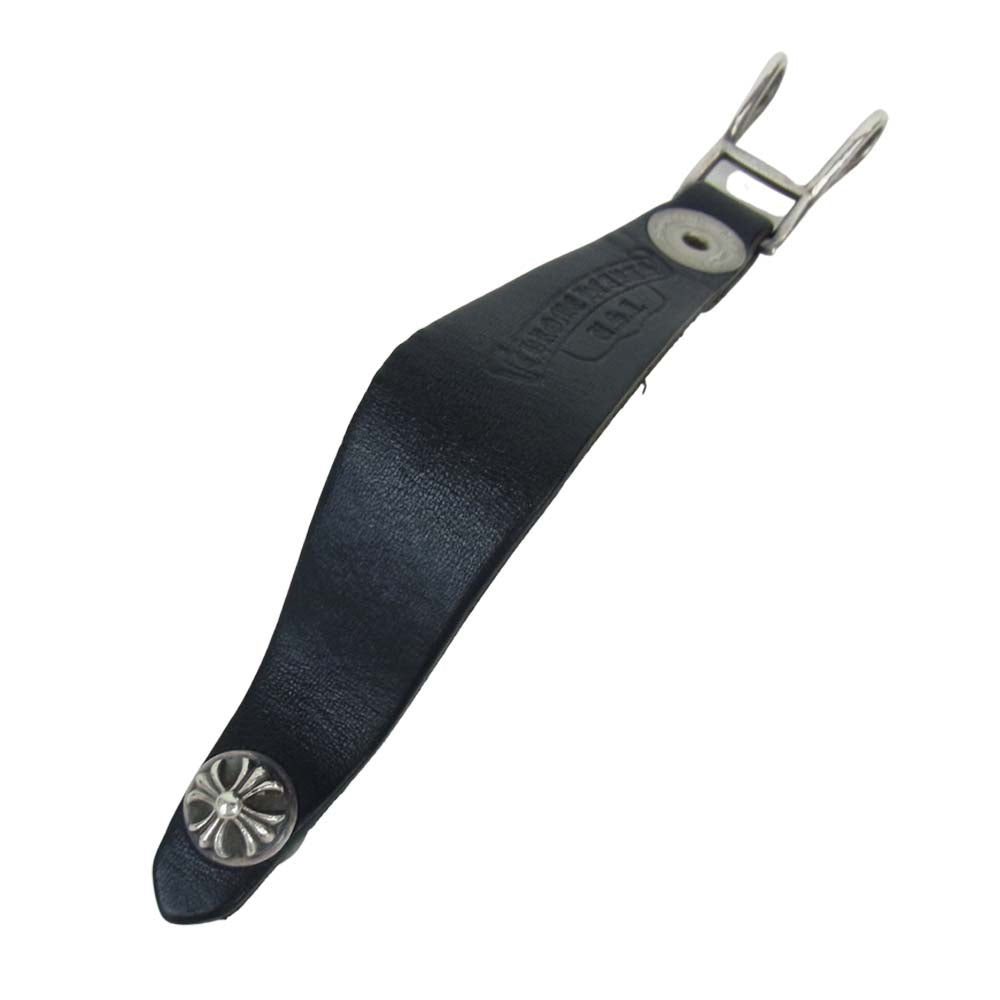 CHROME HEARTS クロムハーツ(原本無) クロスボール ボタン レザー ベルトループ ブラック系【中古】