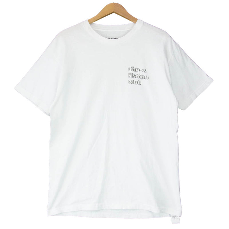 カオスフィッシングクラブ ロゴ クルーネック 半袖 Tシャツ ホワイト系 L【美品】【中古】