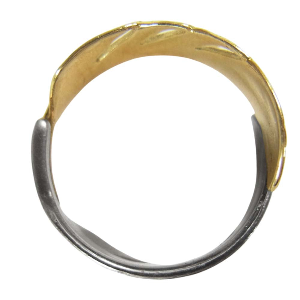 WINGROCK ウィングロック 18K コンビ ダブルフェザー リング ゴールド系 12号程度【中古】