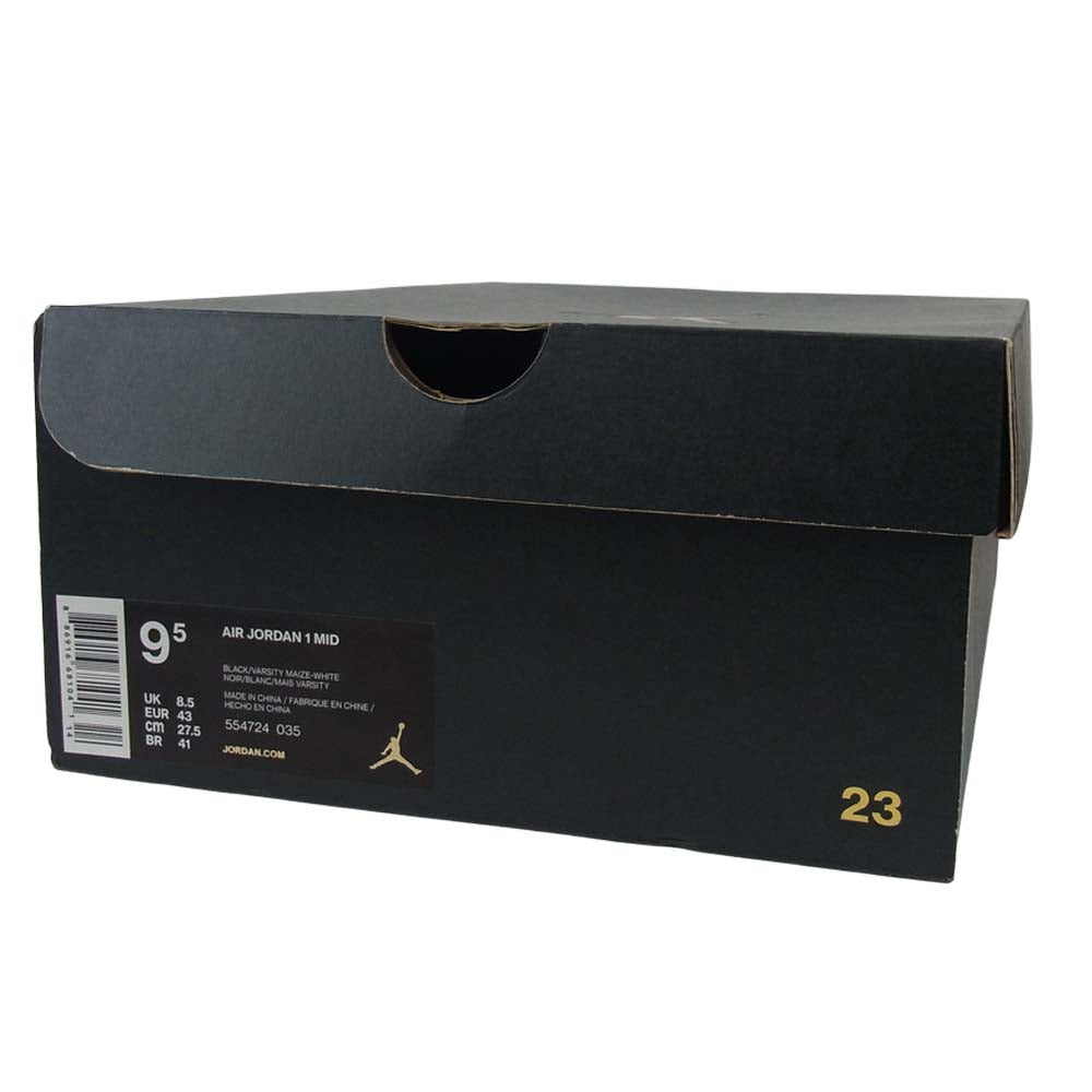 NIKE ナイキ 554724-035 AIR JORDAN 1 RETRO MID エア ジョーダン 1 レトロ ミッド ブラック系 イエロー系 27.5㎝【美品】【中古】