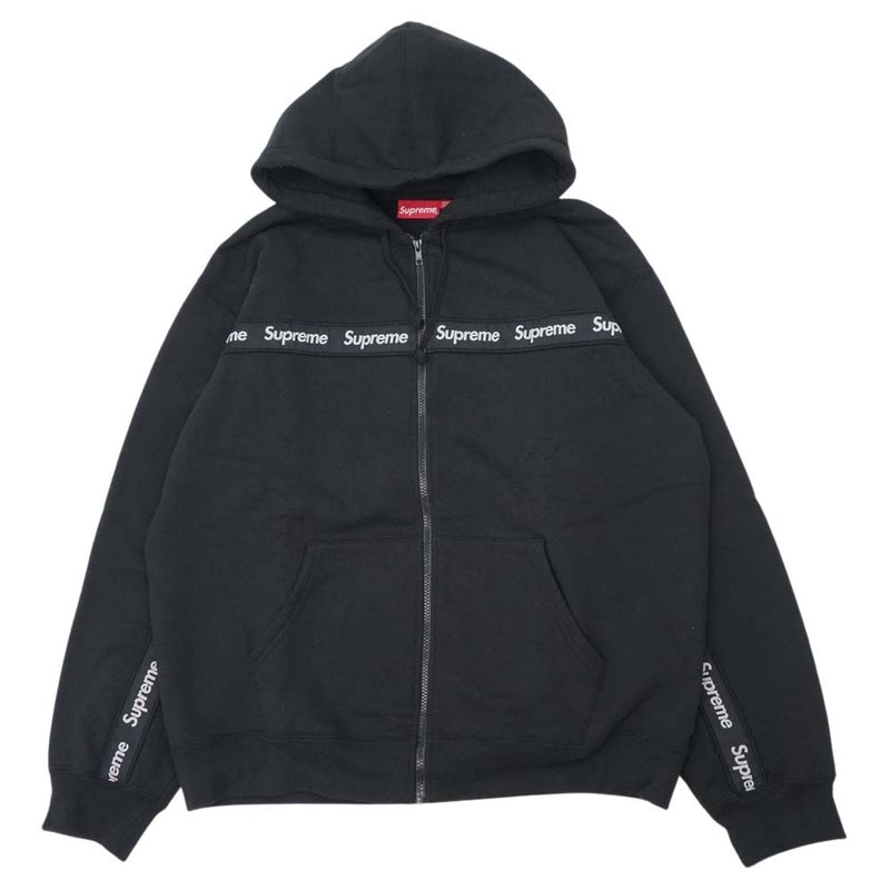 SUPREME  TEXT STRIPE ZIP UP HOODED