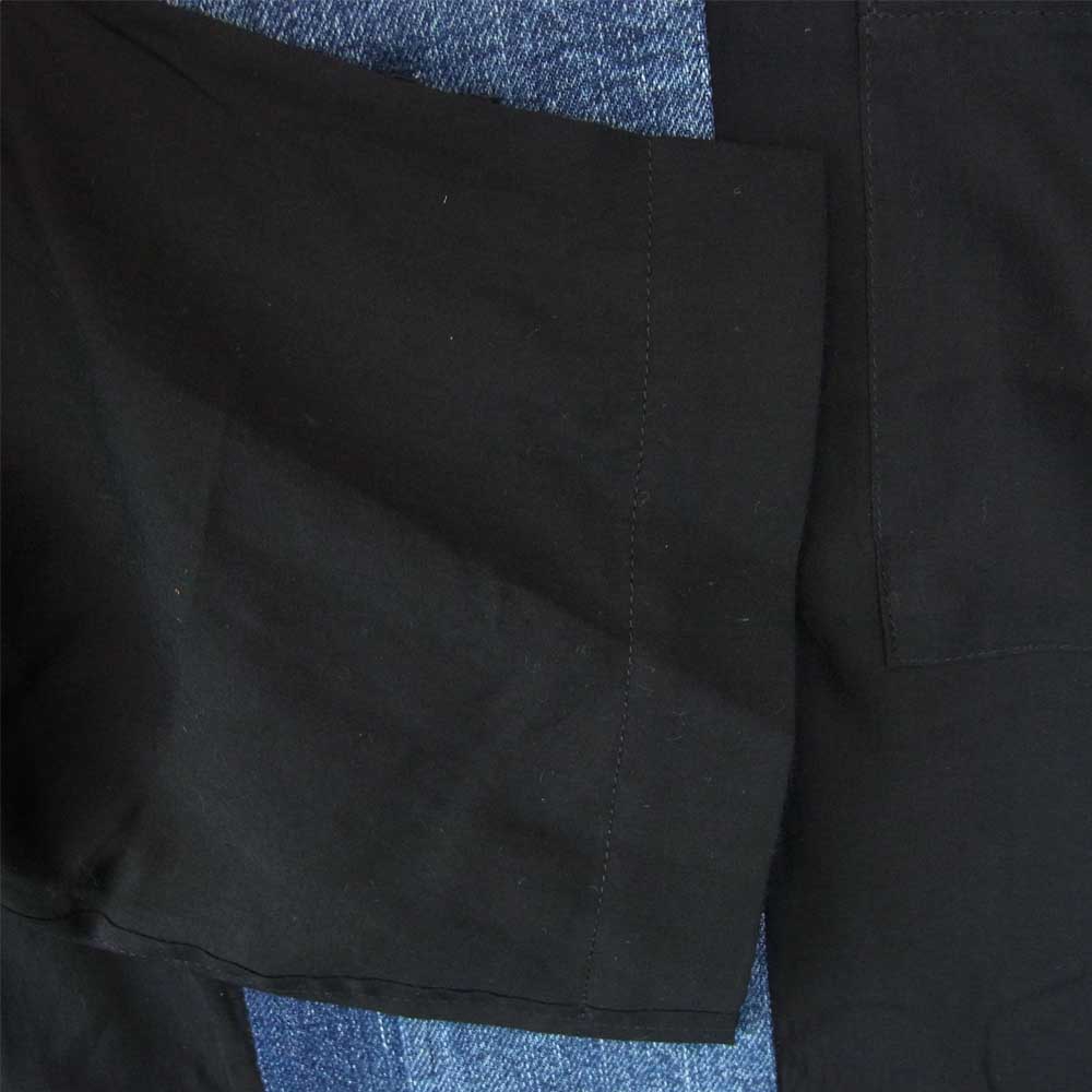 Yohji Yamamoto ヨウジヤマモト POUR HOMME プールオム 20AW HD-B34-823 CELLULOSE LAWN 8OZ DENIM LEFT HEM NO FIXING BLOUSE デニム切替 変形 シャツ ブラック系 インディゴブルー系 4【美品】【中古】