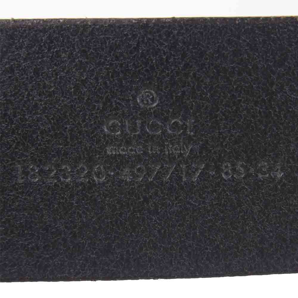GUCCI グッチ 182320 497717 85 34 Guccissima Square G Belt インターロッキング G ロゴ レザー ベルト ブラック系【中古】