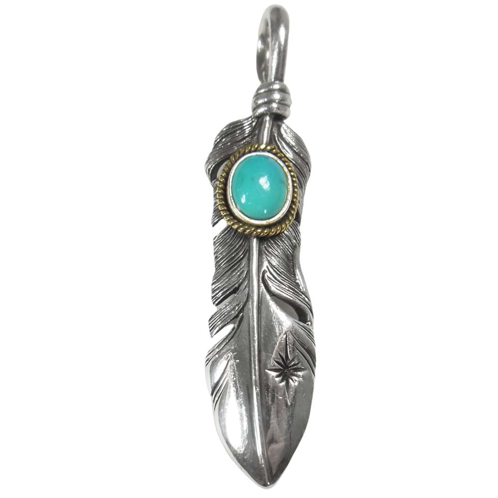 SAAD サード ターコイズ 太陽神 フェザー ペンダント トップ シルバー