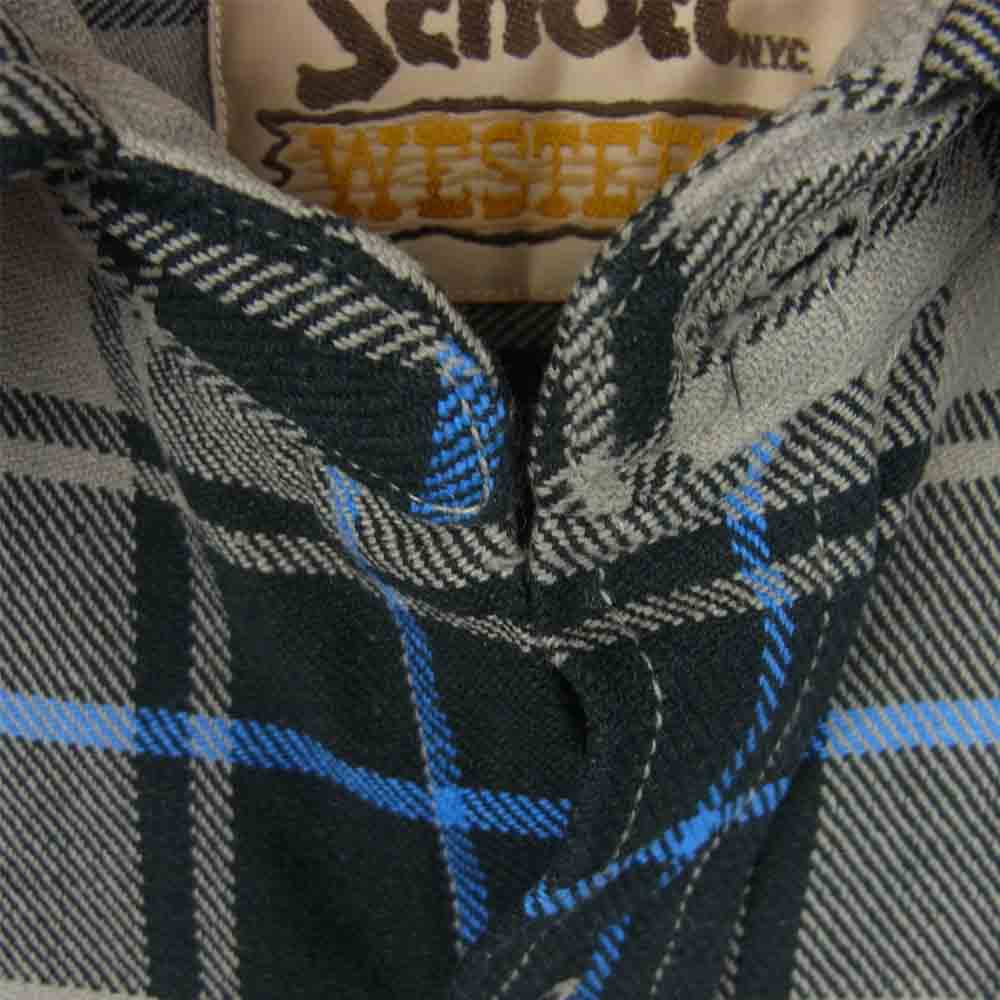 DELUXE デラックス SCHOTT ショット ヘビーネル 長袖 チェック シャツ コットン 中国製 グレー系 M【中古】