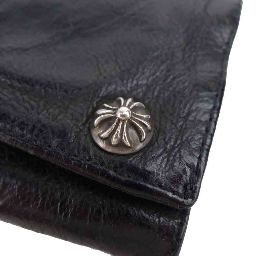 CHROME HEARTS クロムハーツ(原本無) 3 FOLD フォールド クロスボールボタン ウォレット ブラック系【中古】