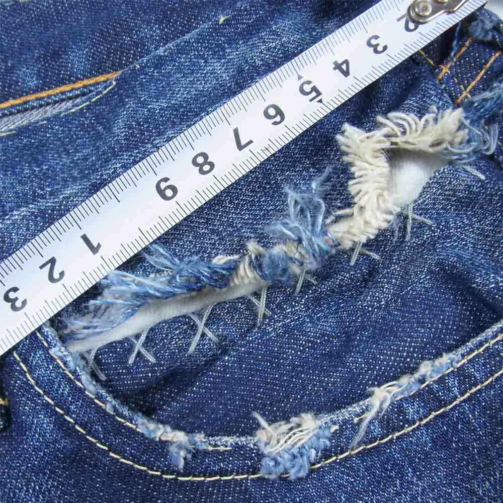 Levi's リーバイス 66501-0085 復刻 LVC BIGE 66モデル ペイント ステッチ 加工 デニム パンツ インディゴブルー系 34【中古】