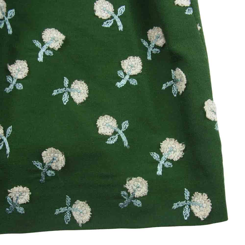 mina perhonen ミナペルホネン NA5604 SKIP ウール 刺繍 スカート 日本製 グリーン系 38【中古】