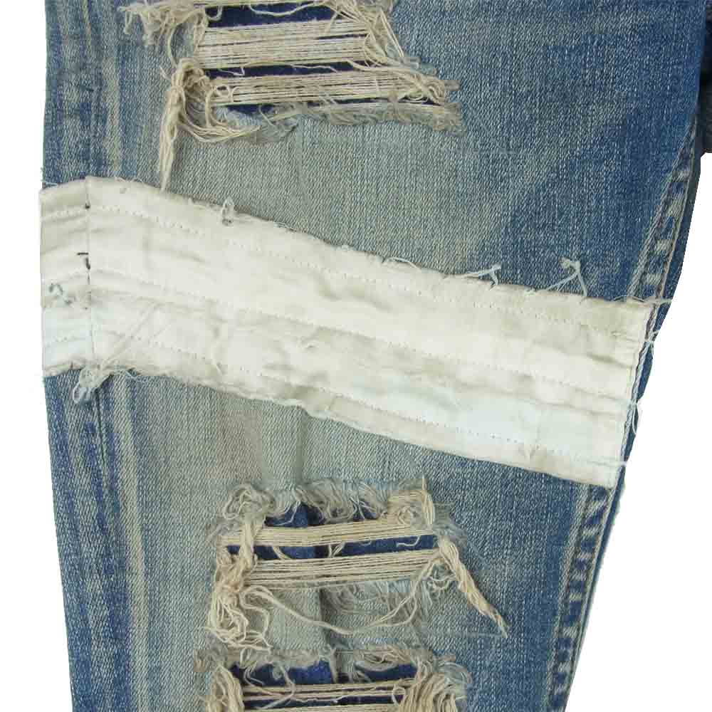 ファガッセン トシキアオキ AQUA BLOW クラッシュ加工 ストレッチ スキニー デニム パンツ インディゴブルー系 28【中古】