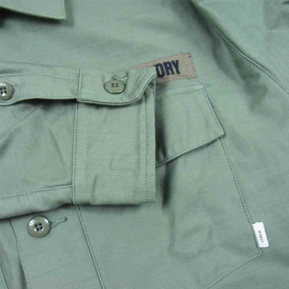 WTAPS ダブルタップス 20AW 202BRDT-SHM01 BUDS LS COTTON SATIN バッツ ロング スリーブ コットン サテン シャツ カーキ系 2【中古】