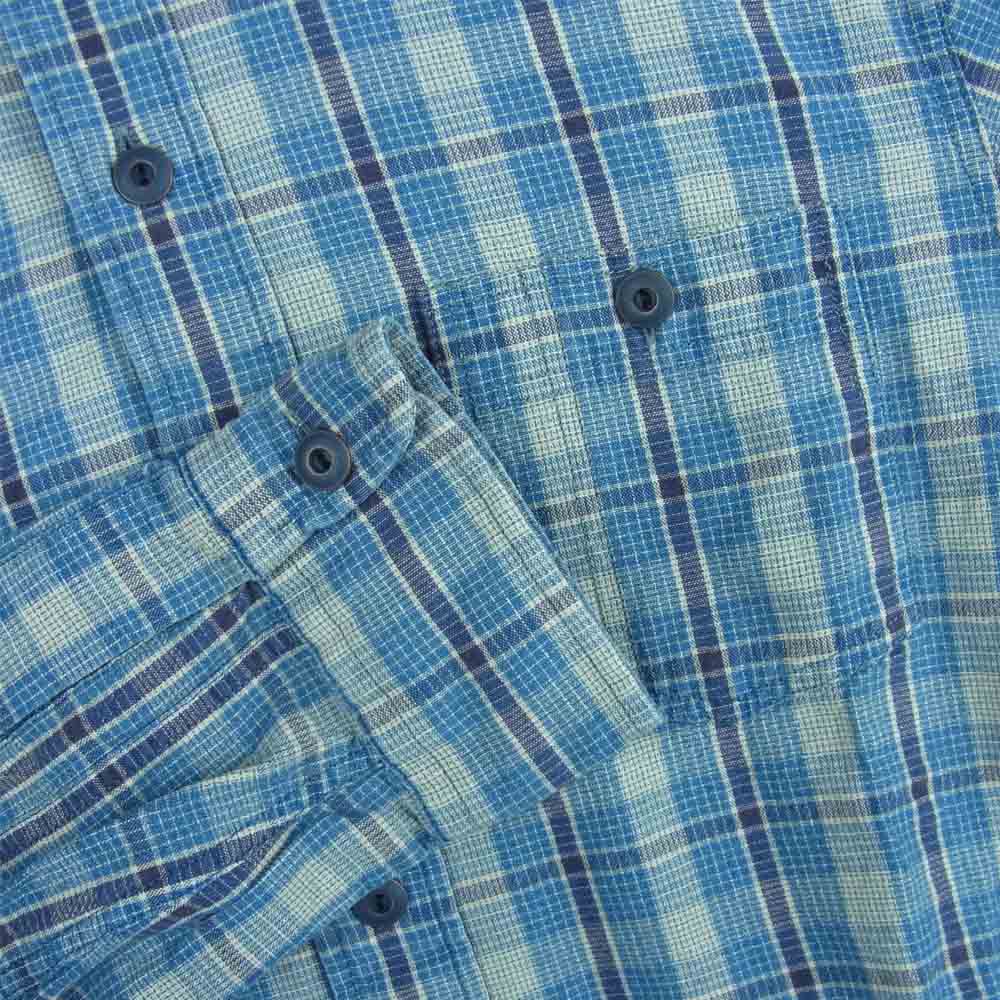 RRL ダブルアールエル チンストラップ チェック 長袖 ワーク シャツ コットン 中国製 ブルー系 XS【中古】