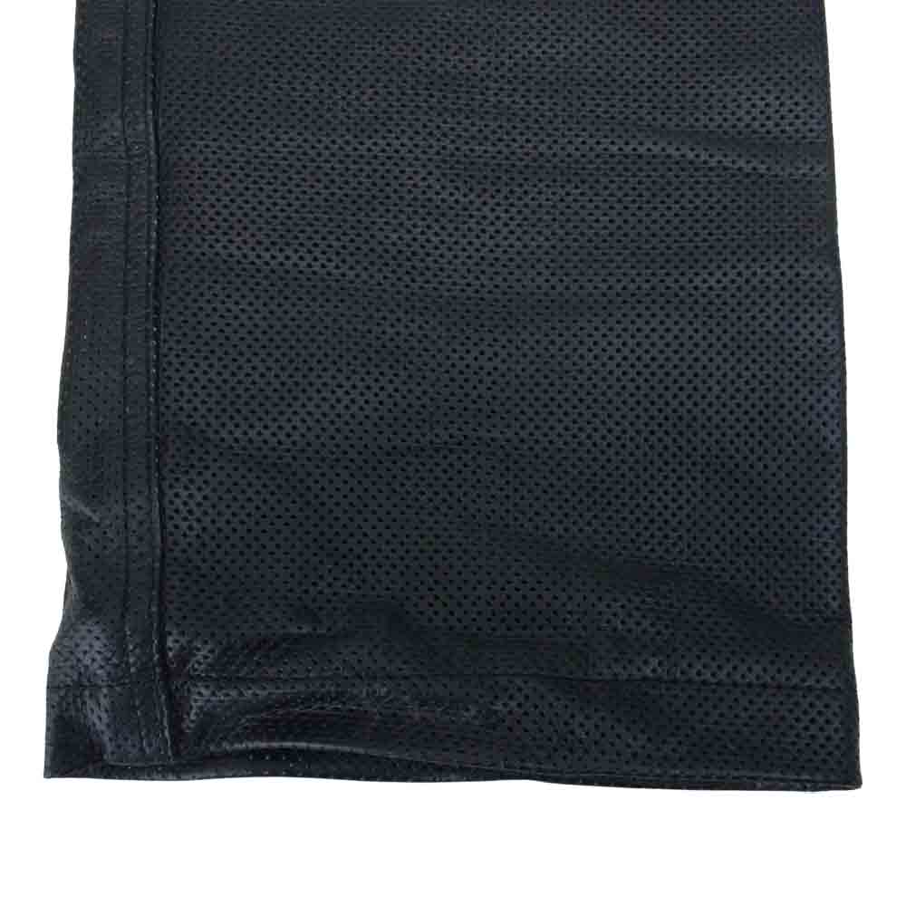 リューグーレザーズ パンチドホール 牛革 レザー 5ポケット パンツ ブラック系 34【中古】