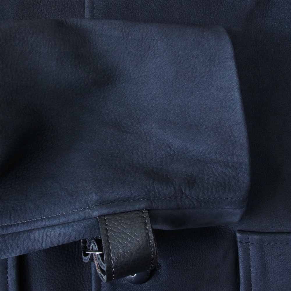 TENDERLOIN テンダーロイン T-NUBUCK JKT 裏地 ウルフ柄 ヌバック レザー ジャケット ブラック系 ダークネイビー系 S【中古】