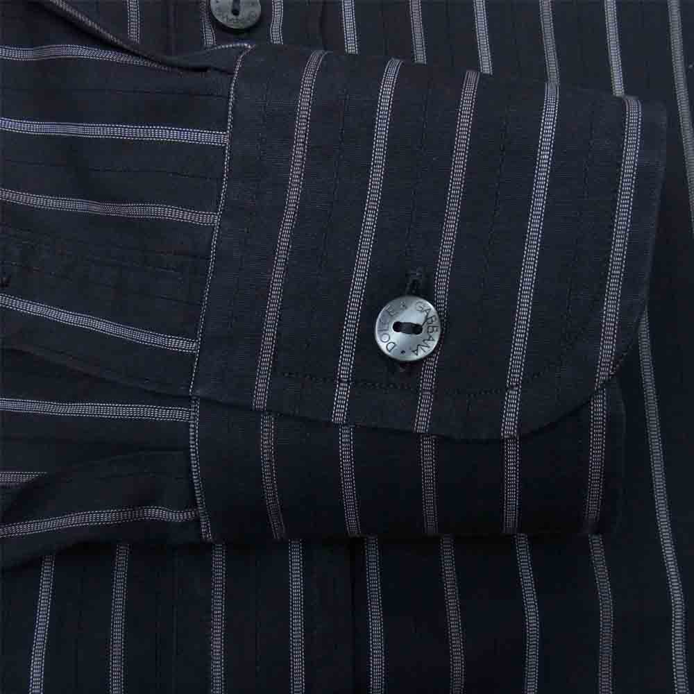 DOLCE&GABBANA ドルチェアンドガッバーナ ストライプ デザイン 長袖 シャツ ブラック系 40【中古】