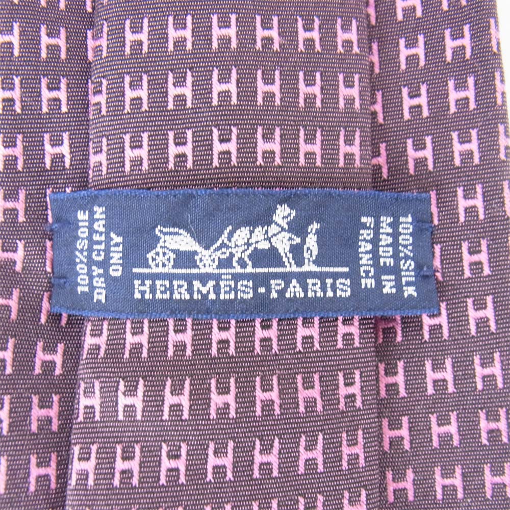 HERMES エルメス シルク ファソネH ネクタイ ピンク系【中古】