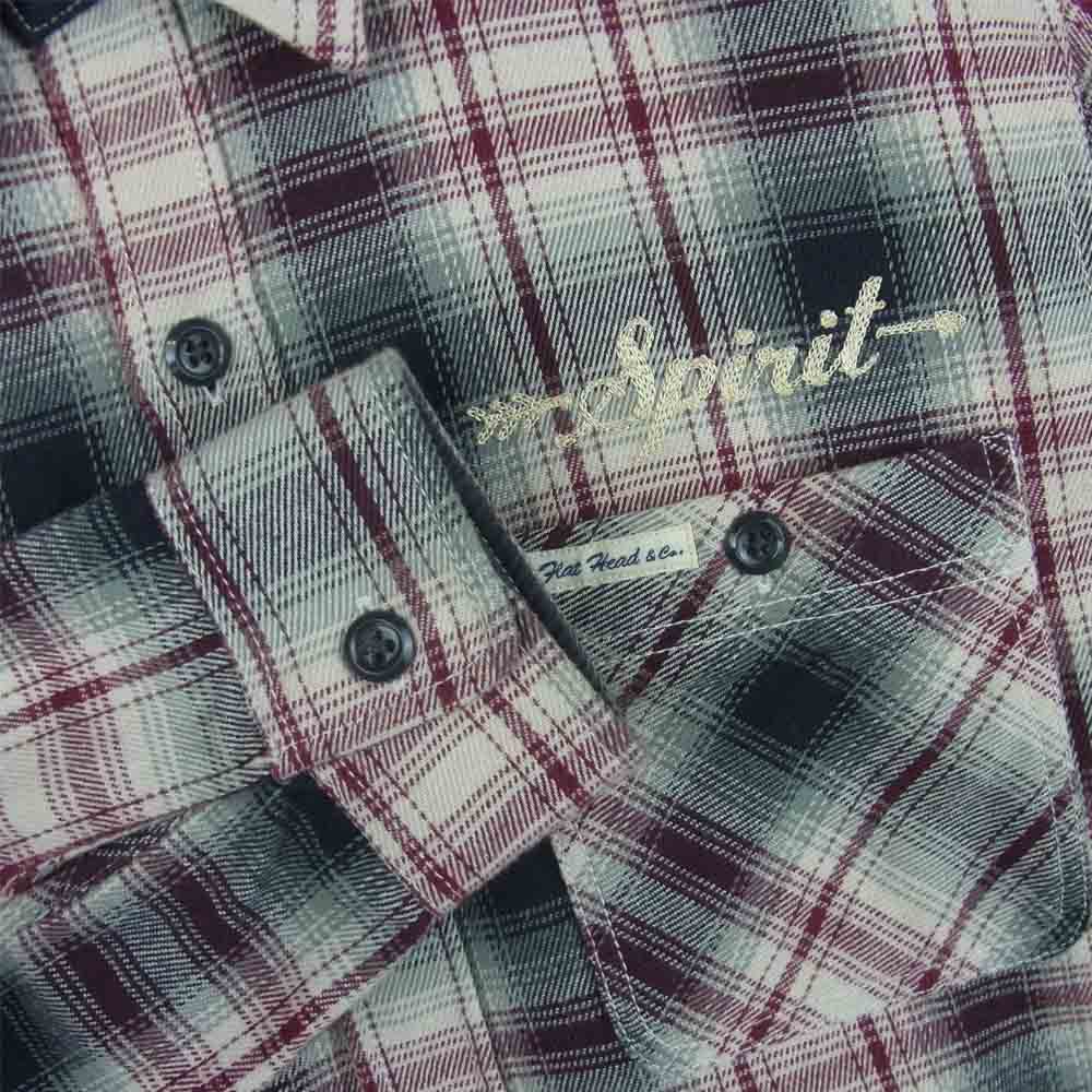 THE FLAT HEAD ザフラットヘッド GLORY PARK 刺繍 ネル 長袖 シャツ コットン グレー系 38【中古】