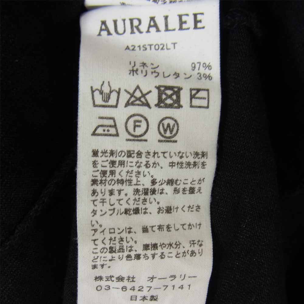 AURALEE オーラリー 21SS A21ST02LT STRETCH LINEN JERSEY TEE ストレッチ リネン ジャージー Tシャツ ブラック系 4【美品】【中古】