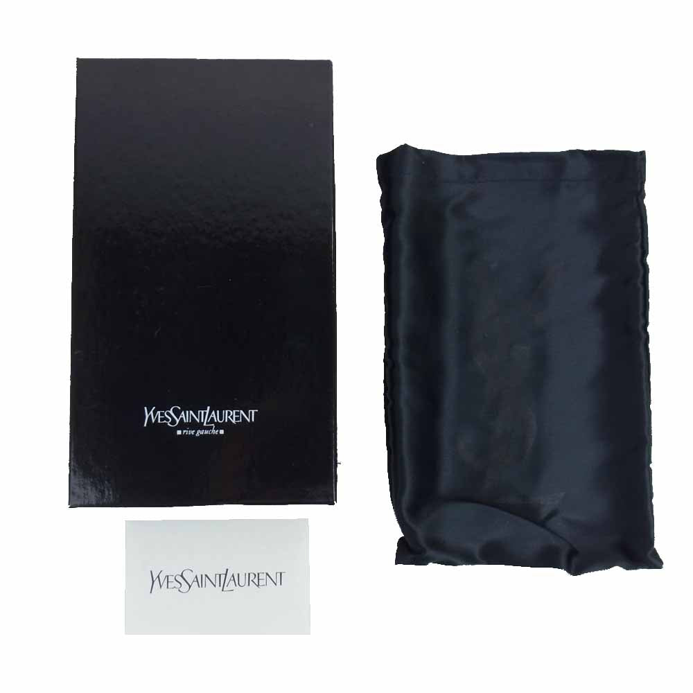 YVES SAINT LAURENT イヴサンローラン 241175 シープスキン 長財布 ウォレット ブラック系【中古】