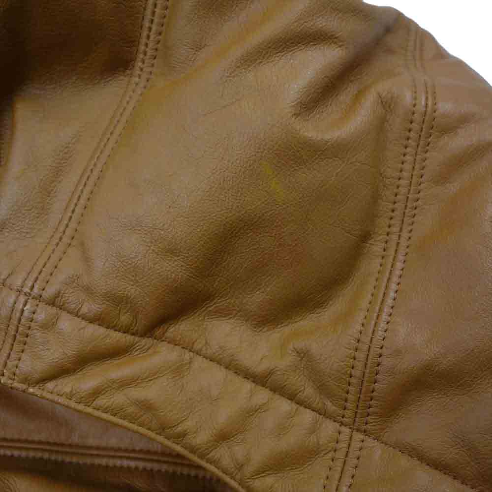A BATHING APE アベイシングエイプ カウハイド レザー ダウン ジャケット ベージュ系 XL【中古】