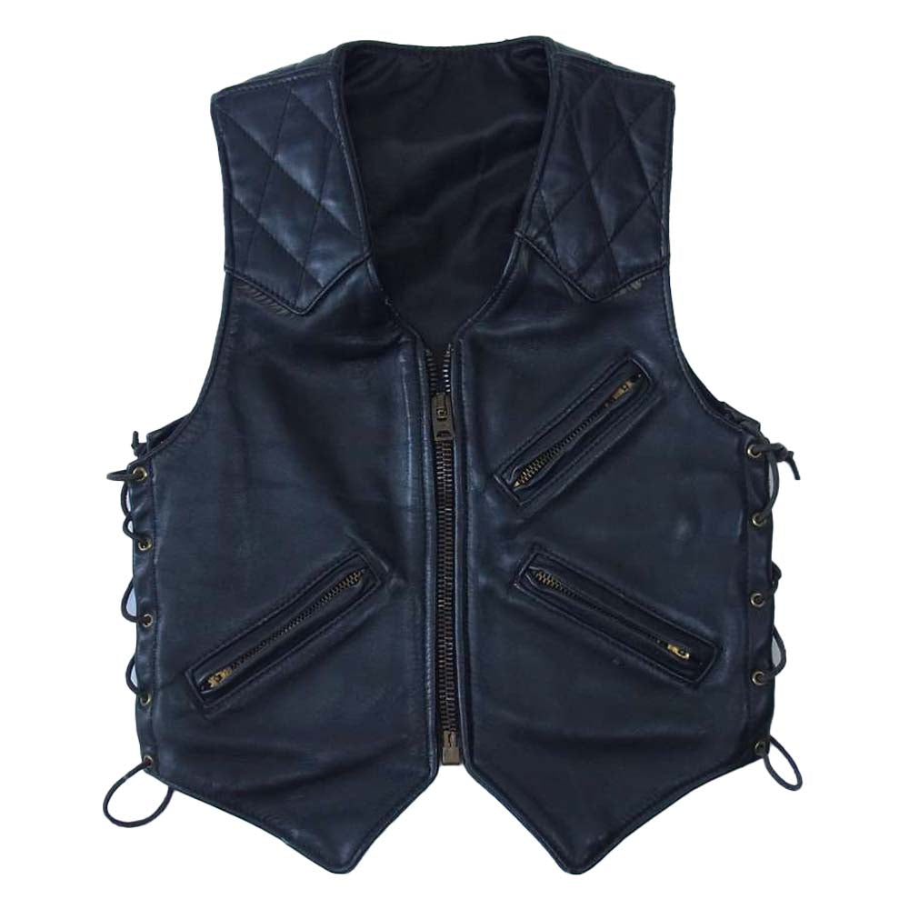LANGLITZ LEATHERS ラングリッツレザーズ Front Zip Laced Vest 