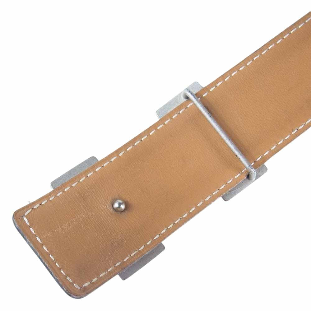 HERMES エルメス □A刻印 シルバー金具 H レザーベルト ベルト フランス製 ブラック系 75【中古】