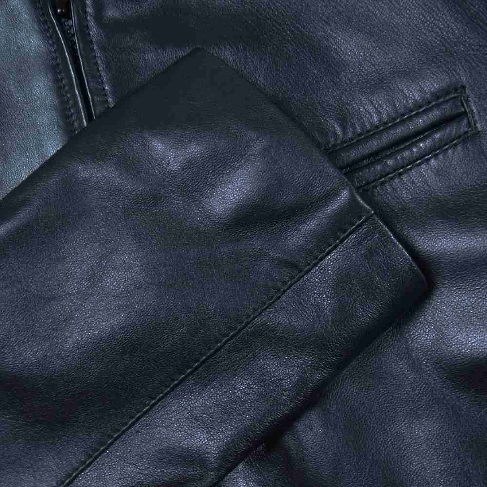 JOHN LAWRENCE SULLIVAN ジョンローレンスサリバン 1B015 Leather Jacket シングル シ-プスキン レザー ブラック系 36【中古】