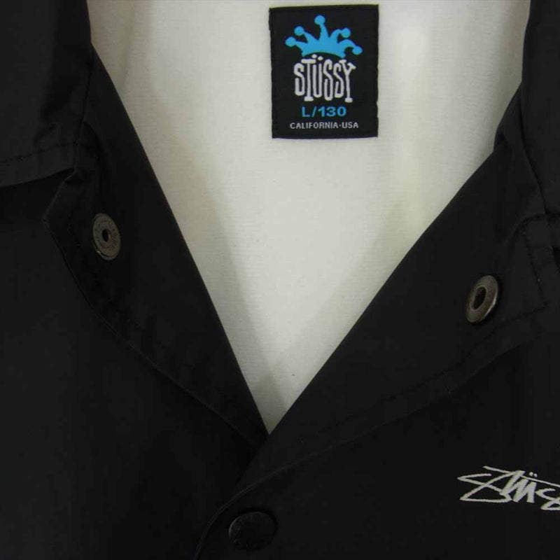 STUSSY ステューシー KIDS MODEL キッズ ロゴ 刺繍 コーチ ジャケット ブラック系 L/130【中古】