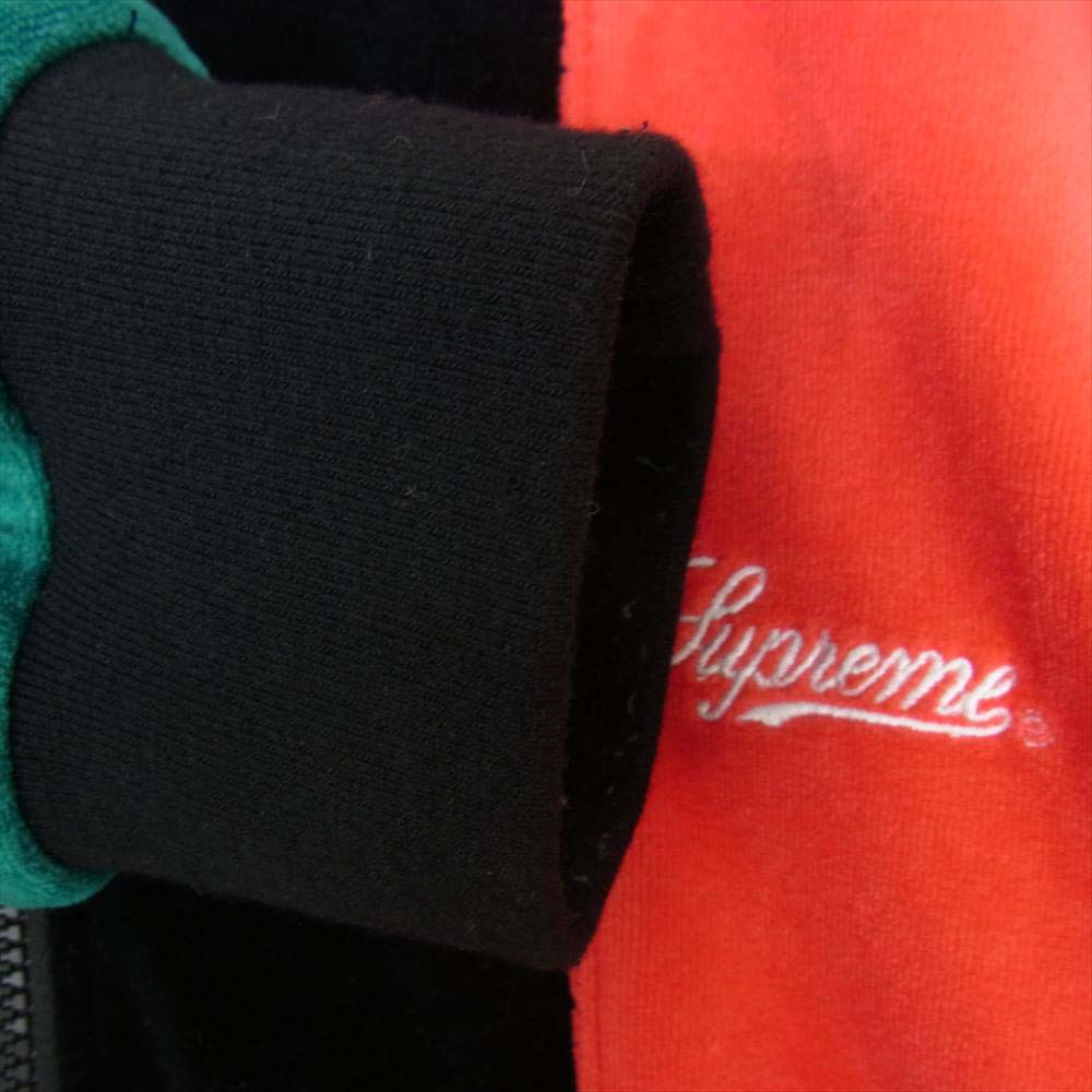 Supreme シュプリーム 18SS Velour Zip Up Jacket ベロア ジップ ジャケット スクリプト ロゴ 刺繍 レッド系 グリーン系 ブラック系 M【中古】