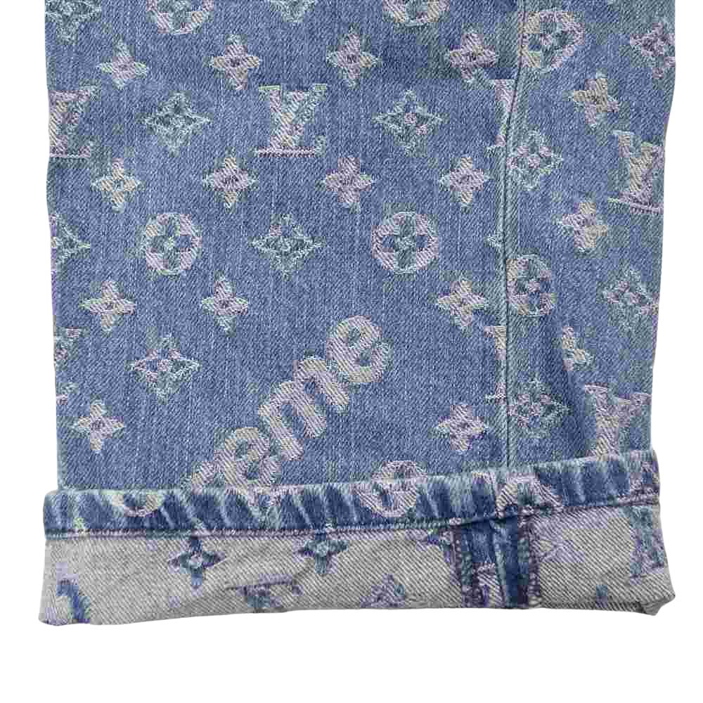 Supreme シュプリーム 17AW × LOUISVUITTON LV Monogram Regular Jeans ルイヴィトン モノグラム レギュラー ジーンズ デニム ライトブルー系 31【中古】