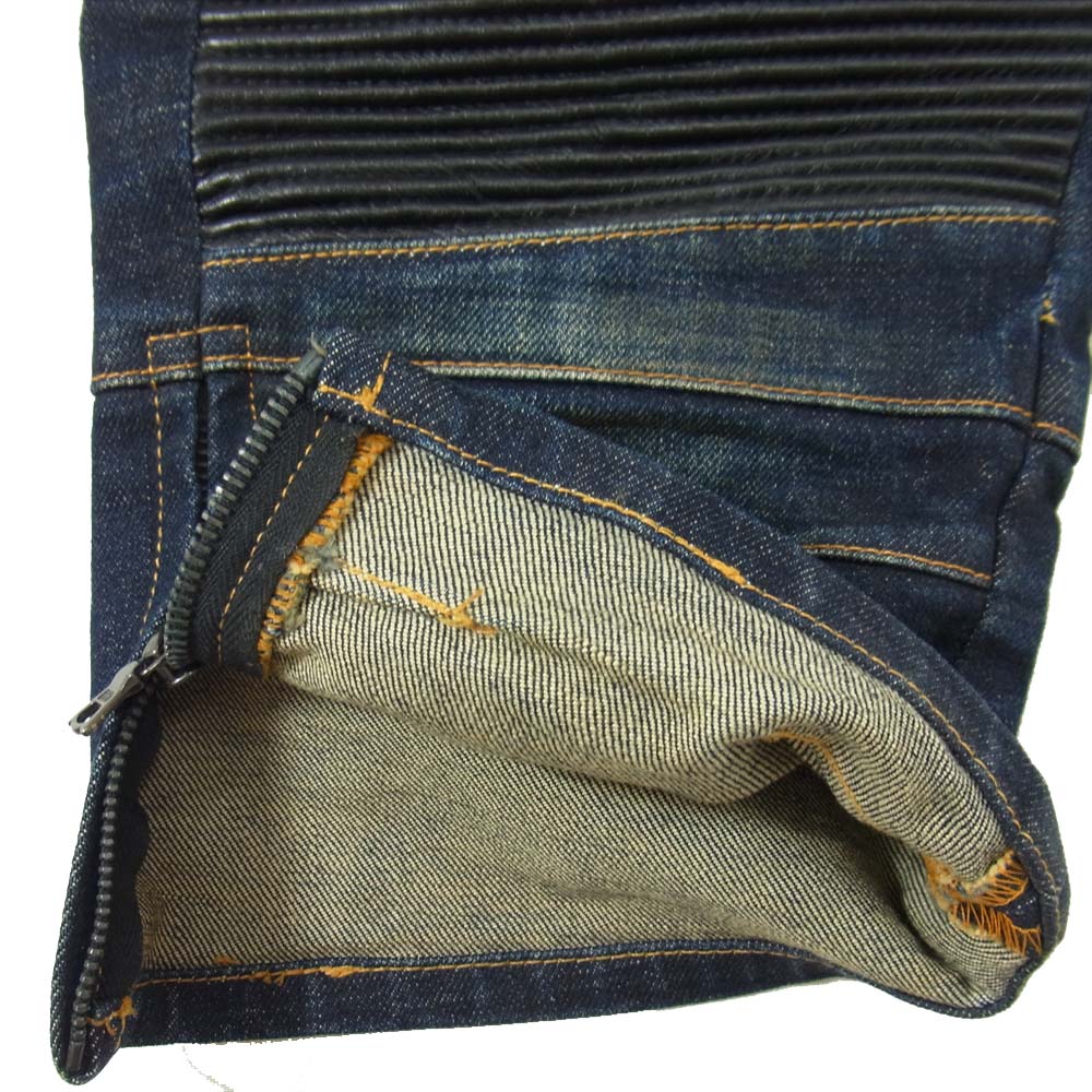 ISAMUKATAYAMA BACKLASH イサムカタヤマバックラッシュ 1483-10 13oz モーターサイクル ストレッチ デニム ハーフ パンツ ブルー系 M【中古】