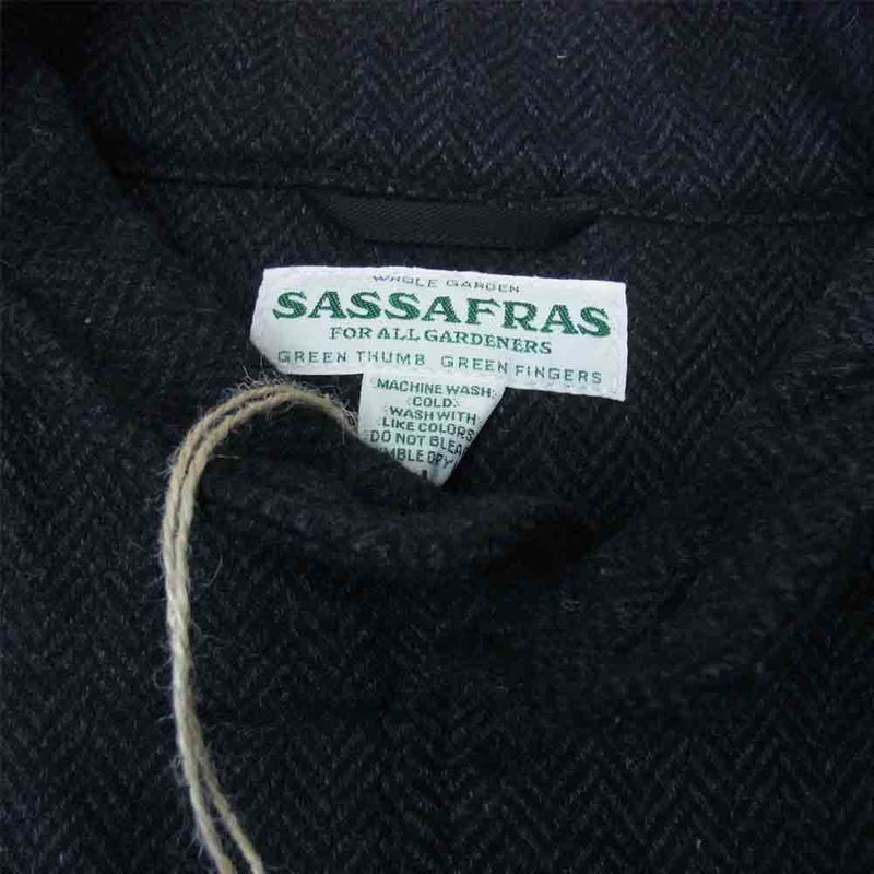 SASAFRAS ササフラス SF-201701 Gardener Cap Jacket Herrinbone Blanket ガーデナー キャップ  ジャケット ヘリンボーン ブランケット チャコール系 L【新古品】【未使用】【中古】