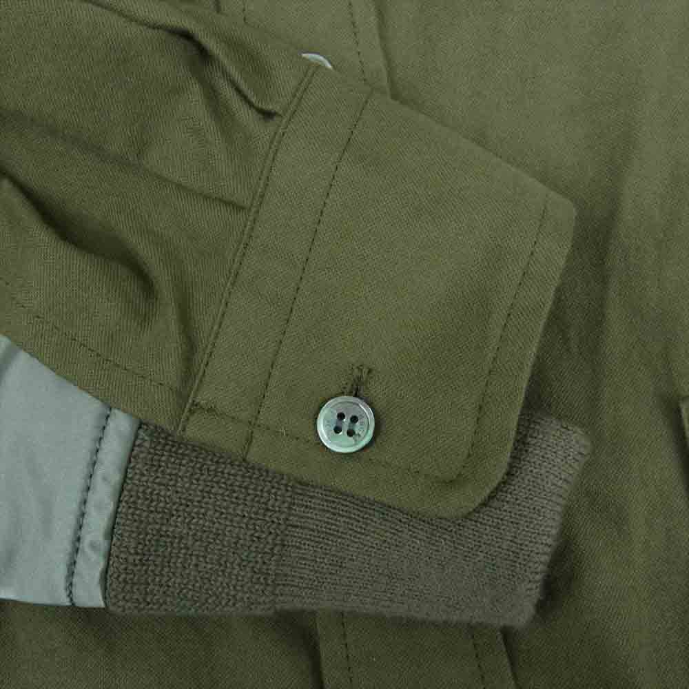 Sacai サカイ 20-02357M Nylon Twill Cotton Shirt ナイロン ツイル ミリタリー ドッキング シャツ MA1 カーキ系 4【美品】【中古】