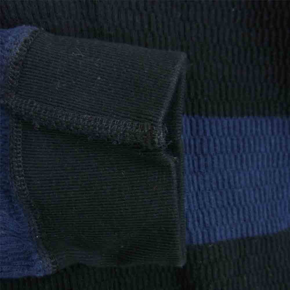 THE FLAT HEAD ザフラットヘッド ボーダー ヘンリーネック ワッフル サーマル カットソー ブルー ネイビー系 42【中古】