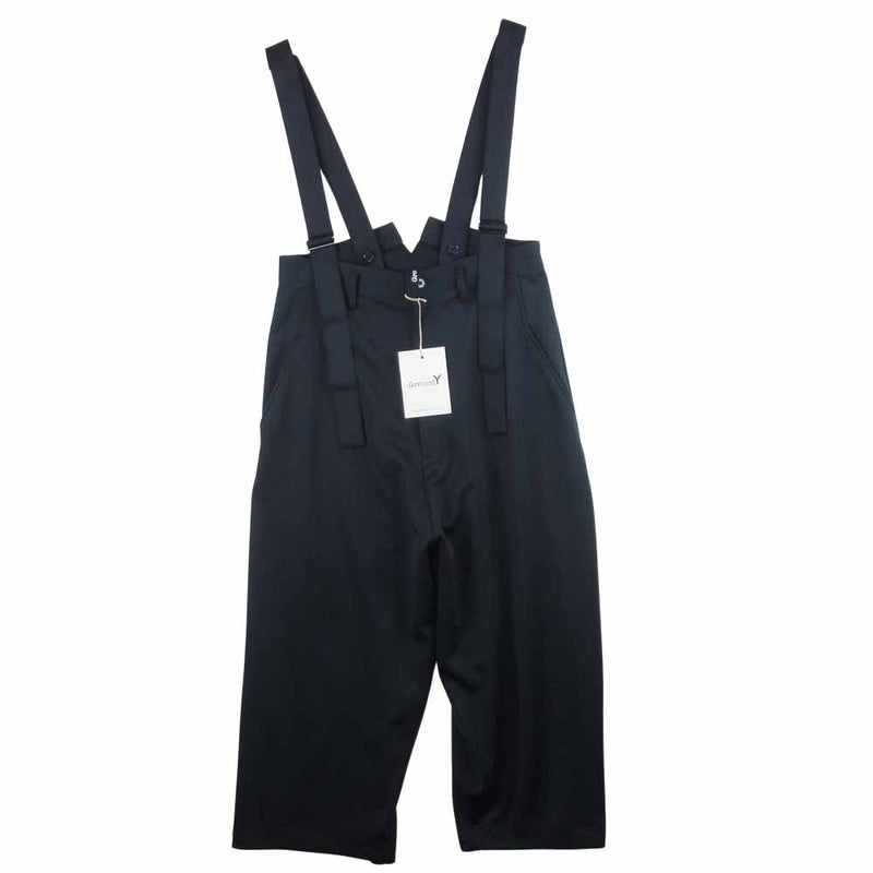 Yohji Yamamoto ヨウジヤマモト Ground Y 21AW GM-P14-900 30/Pe Jersey Suspenders  Wide Pants サスペンダー ワイド パンツ ブラック系 3【新古品】【未使用】【中古】