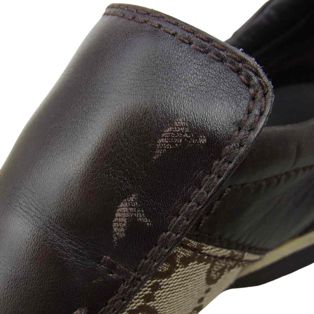 GUCCI グッチ 122286 GG柄 レザー スリッポン ダークブラウン系 40.5【中古】