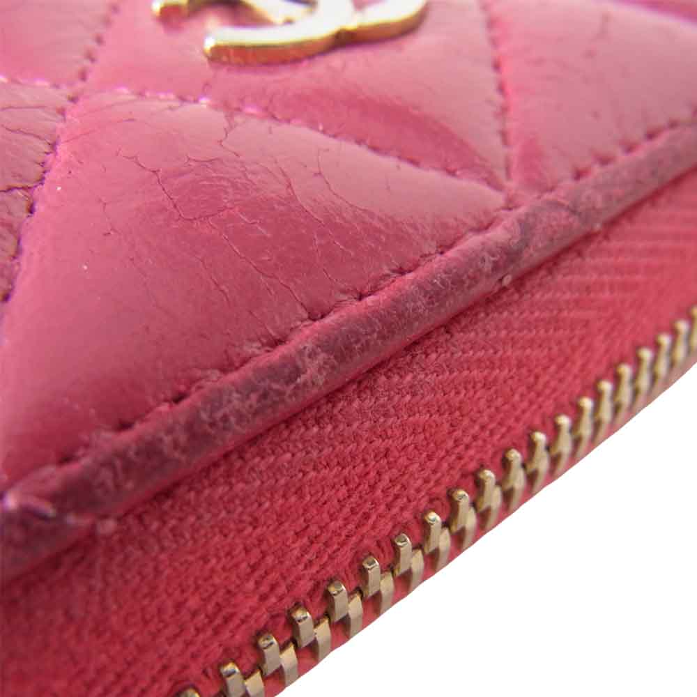 CHANEL シャネル マトラッセ ココマーク ラウンドファスナー ピンク系 表記無し【中古】
