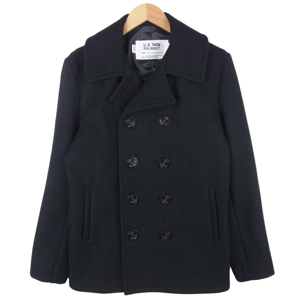 Schott ブラック ウール ピーコート 38 schott ショット 7118 P-COAT ピーコート ウール アメリカ製 ブラック