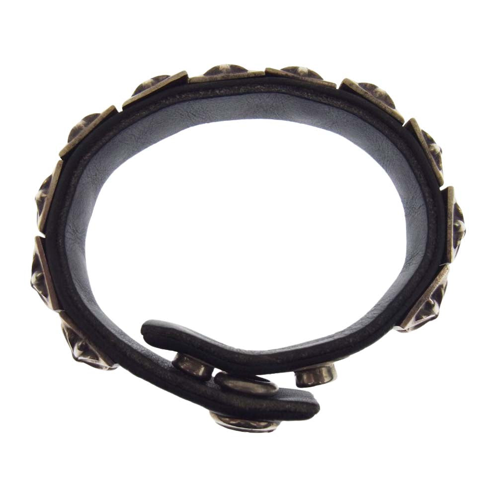 CHROME HEARTS クロムハーツ(原本無) ゼロ ピラミッド スタッズ レザー ブレスレット シルバー系 ブラック系【中古】
