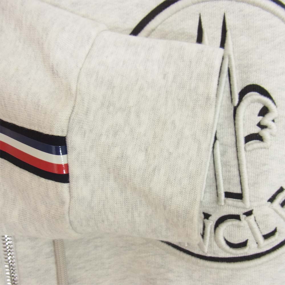 MONCLER モンクレール MAGLIA CON CAPPUCCID サイド ライン ダブルアップ ジップパーカー グレー系 L【中古】