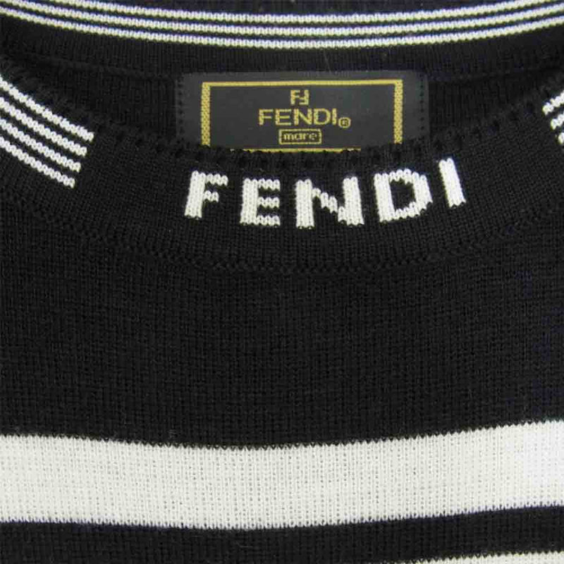 FENDI フェンディ イタリア製 ズッカ ロゴ ボーダー ニット セーター ブラック系 サイズ表記無【中古】