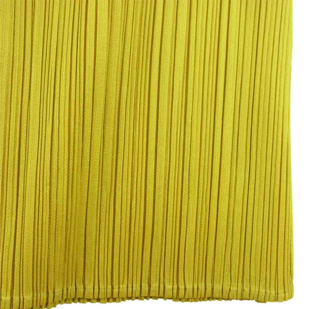 プリーツプリーズ ISSEY MIYAKE イッセイミヤケ PP03-JF143 プリーツ加工 ワイドパンツ マスタードカラー イエロー系 4【美品】【中古】