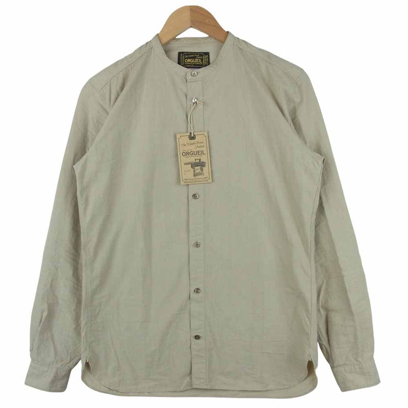 ORGUEIL オルゲイユ OR-5016E Band Collar Shirt バンドカラー 長袖 シャツ ベージュ系 38【中古】 –  ブランド古着 LIFE