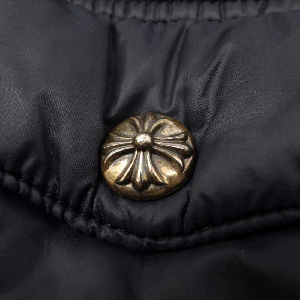 CHROME HEARTS クロムハーツ(原本無) 国内正規品 クロスボールボタン ダガージップ ナイロン ダウン ベスト ブラック系 S【中古】