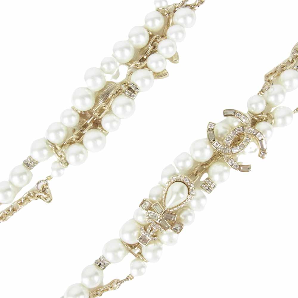 CHANEL シャネル 20A ココマーク パール ネックレス ゴールド系【中古】