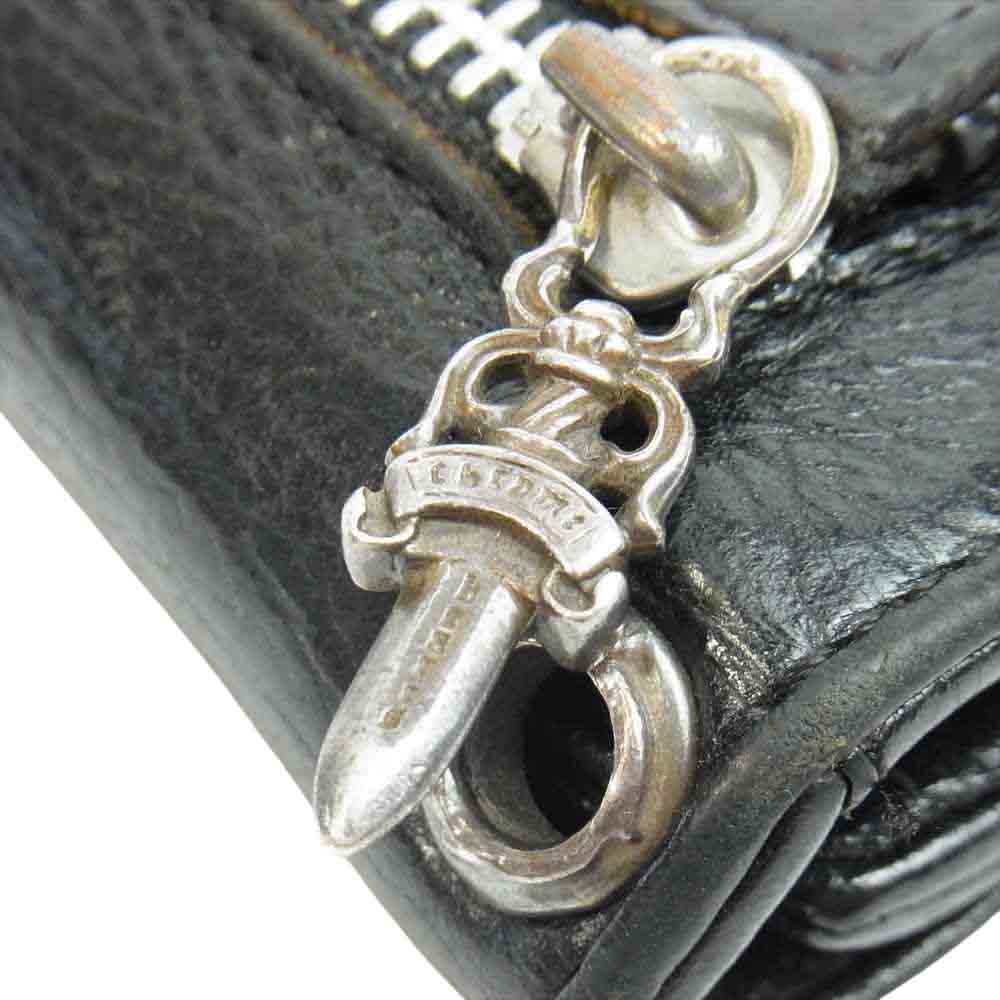 CHROME HEARTS クロムハーツ(原本無) WAVE ウェーブ クロスボール ボタン ウォレット ブラック系【中古】