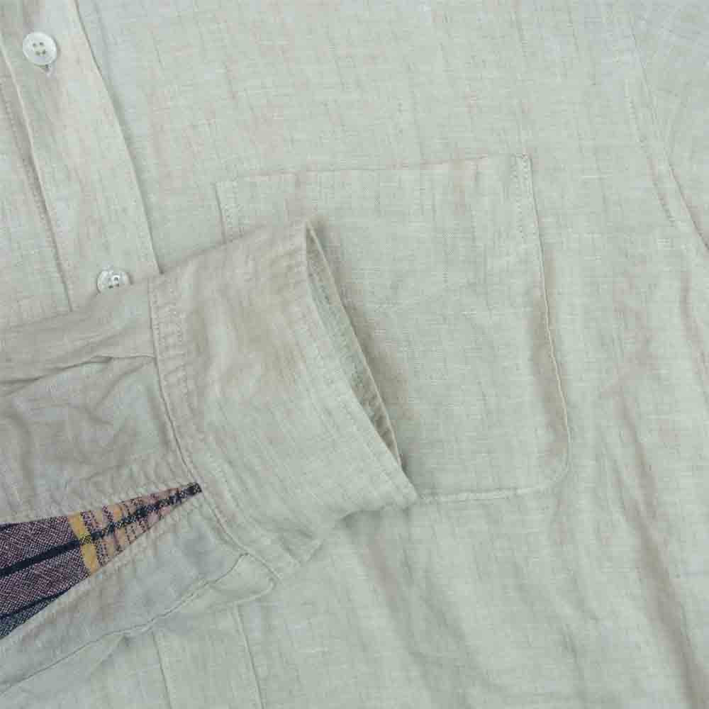 VISVIM ビズビム 12SS 112105011025 ALBA CORE CHECK L/S 麻 綿 長袖 シャツ 日本製 グレイッシュベージュ系 1【中古】