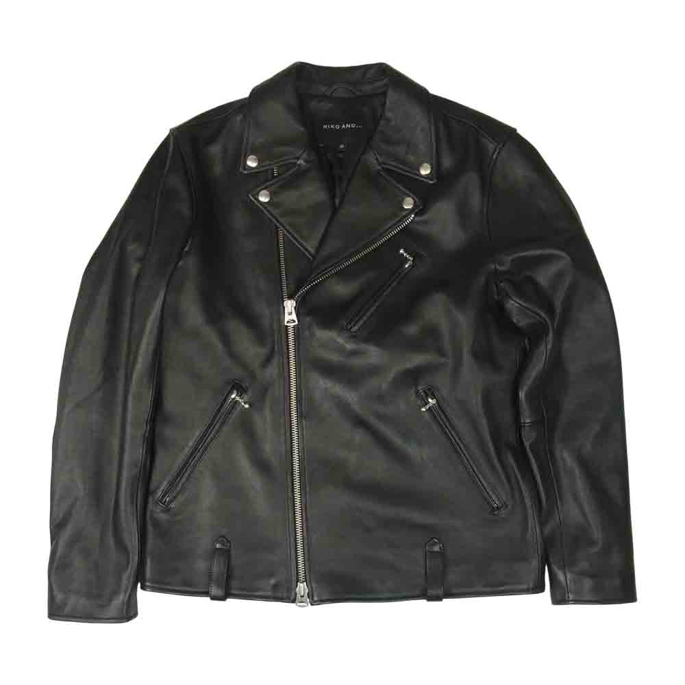 ニコアンド ラムレザー ダブル ライダース ジャケット ブラック系 4