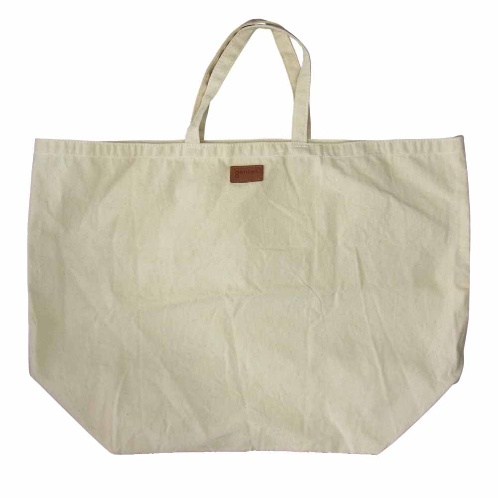 ゲンテン キャンバス レザー フラップ ボストン バッグ ブラウン系 ホワイト系【中古】